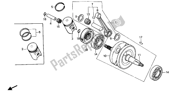 Todas las partes para Cigüeñal Y Pistón de Honda CR 80R 1987