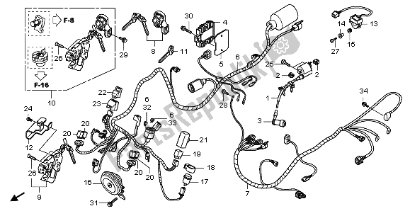 All parts for the Wire Harness of the Honda NHX 110 WH 2009