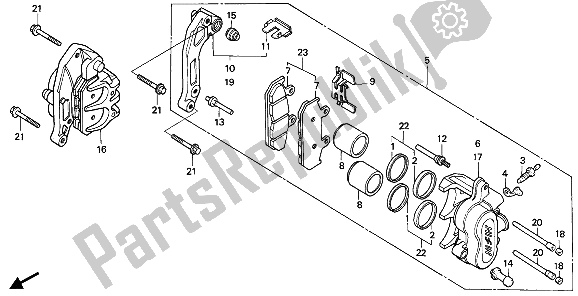 All parts for the Front Brake Caliper of the Honda XRV 750 Africa Twin 1992