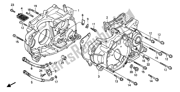 All parts for the Crankcase of the Honda XR 600R 1990