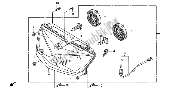 Alle onderdelen voor de Koplamp (uk) van de Honda XL 1000 VA 2009