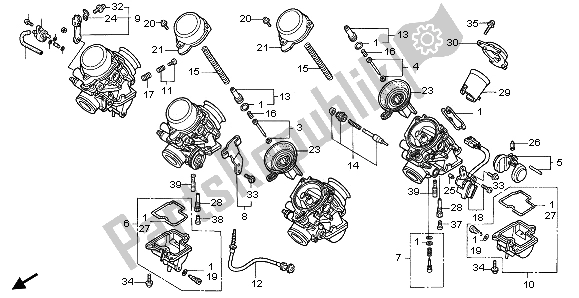Todas as partes de Carburador (peças Componentes) do Honda CBR 900 RR 1996