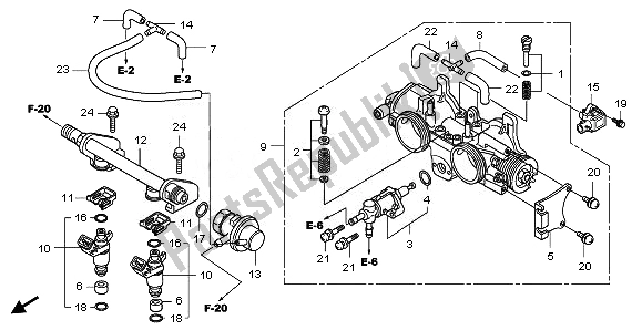 All parts for the Throttle Body of the Honda FJS 400A 2010