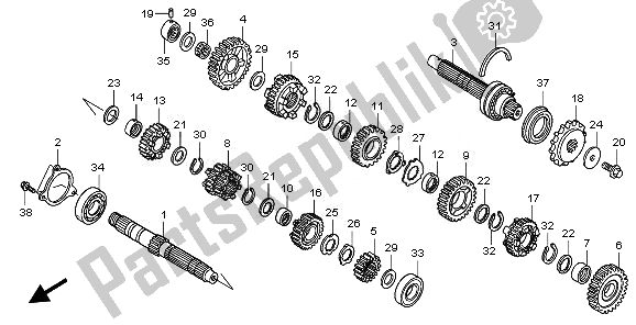 All parts for the Transmission of the Honda CBF 600 SA 2010