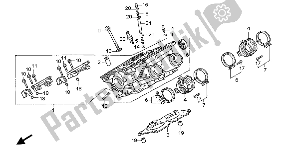 All parts for the Right Cylinder Head of the Honda ST 1100A 1999