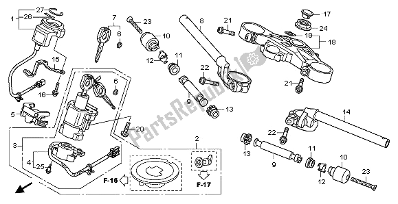 All parts for the Handle Pipe & Top Bridge of the Honda CBR 1000 RA 2009