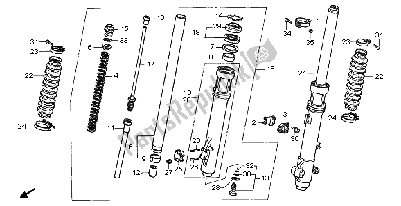 All parts for the Front Fork of the Honda XR 650R 2006