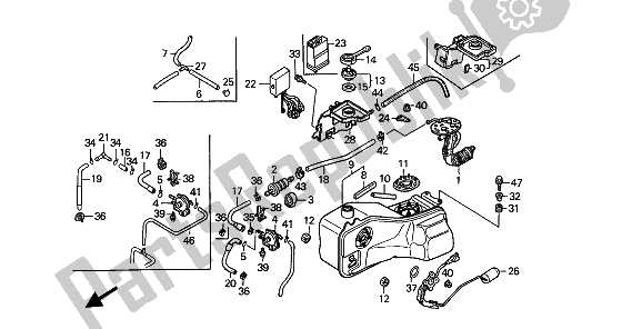 Todas as partes de Tanque De Combustível E Bomba De Combustível do Honda GL 1500 SE 1991