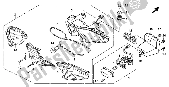 Tutte le parti per il Fanale Posteriore del Honda ANF 125 2009