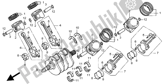 All parts for the Crankshaft & Piston of the Honda ST 1100A 1997