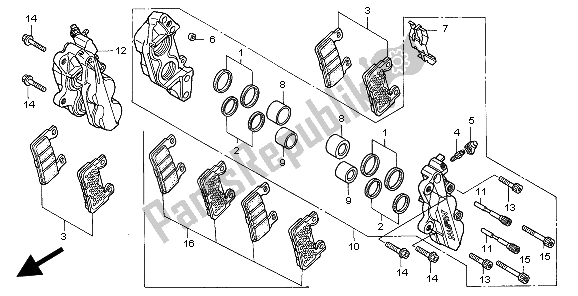 Alle onderdelen voor de Remklauw Voor van de Honda CBR 600F 1999