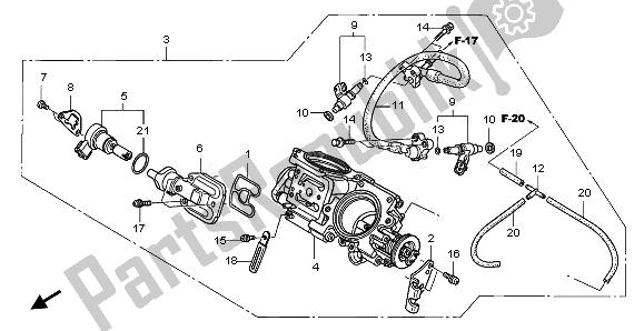 All parts for the Throttle Body of the Honda NT 700V 2008