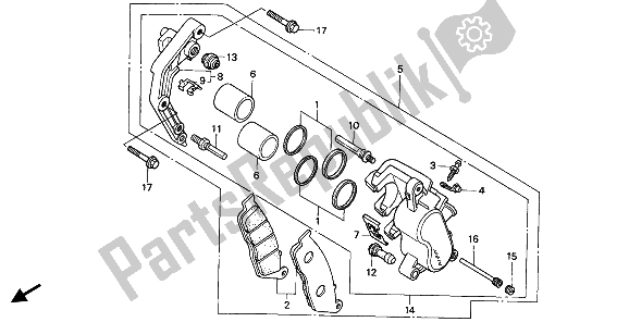 All parts for the Front Brake Caliper of the Honda VF 750C 1994