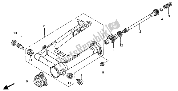 All parts for the Swingarm of the Honda VTX 1800C1 2006