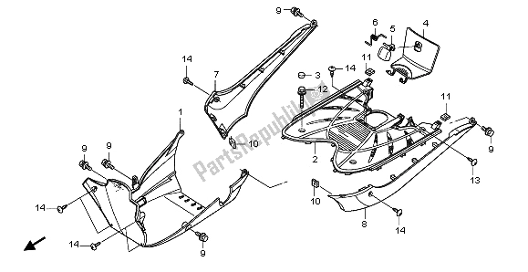 Tutte le parti per il Gradino Del Pavimento E Sotto Copertura del Honda NHX 110 WH 2013