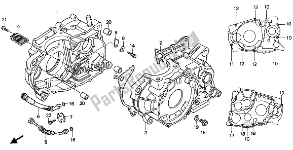 All parts for the Crankcase of the Honda NX 650 1993