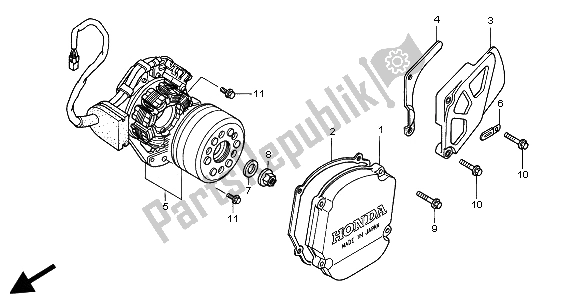 Alle onderdelen voor de Linker Carterdeksel & Generator van de Honda CR 250R 2003