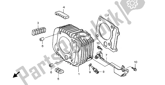 All parts for the Cylinder of the Honda ANF 125 2008