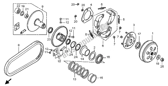All parts for the Driven Face of the Honda FES 125A 2008