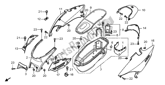 All parts for the Luggage Box & Body Cover of the Honda NHX 110 WH 2008