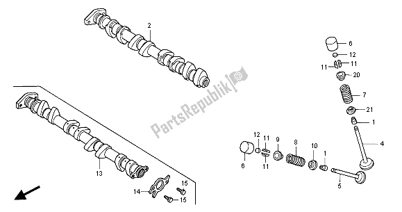 Todas las partes para árbol De Levas Y Válvula de Honda CBR 600F 2001