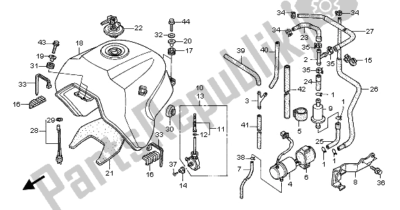 All parts for the Fuel Tank of the Honda XL 1000V 2002