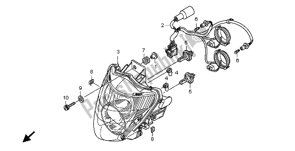 All parts for the Headlight (eu) of the Honda CB 600 FA Hornet 2009