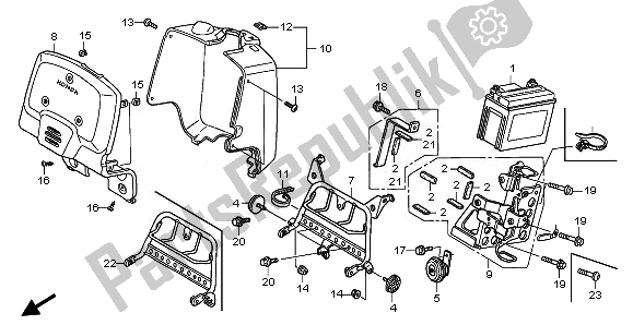 All parts for the Front Cover & Battery of the Honda NPS 50 2010