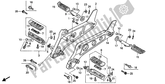 Toutes les pièces pour le étape du Honda NTV 650 1993