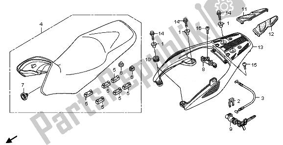 All parts for the Seat & Rear Carrier of the Honda XL 700 VA Transalp 2008