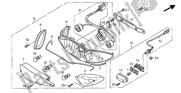 All parts for the Rear Combination Light of the Honda CBF 600 NA 2006