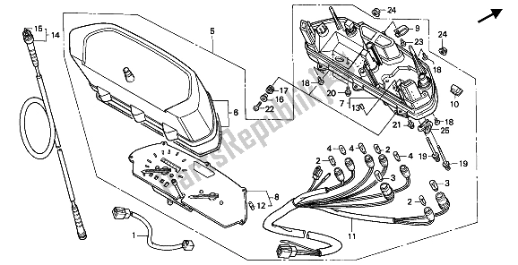 All parts for the Meter (kmh) of the Honda NX 650 1990