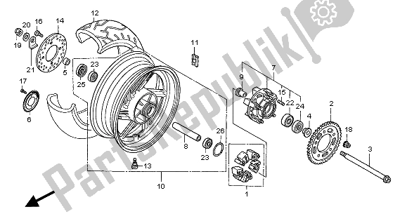 Toutes les pièces pour le Roue Arrière du Honda CBF 600 NA 2005