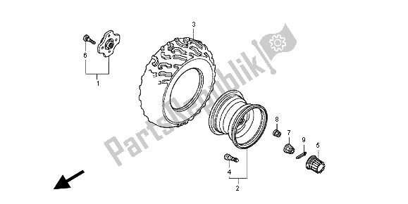 All parts for the Rear Wheel of the Honda TRX 420 FE Fourtrax Rancer 4X4 ES 2012