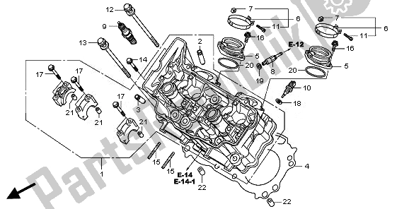 All parts for the Cylinder Head (front) of the Honda VFR 1200F 2011