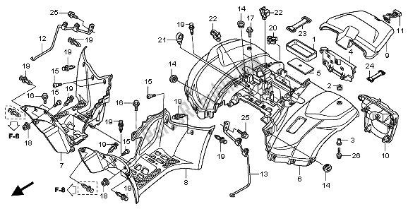 Toutes les pièces pour le Garde-boue Arrière du Honda TRX 420 FA Fourtrax Rancher AT 2010