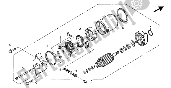 All parts for the Starting Motor of the Honda ST 1300A 2003