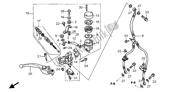 All parts for the Fr. Brake Master Cylinder of the Honda CBR 900 RR 2002