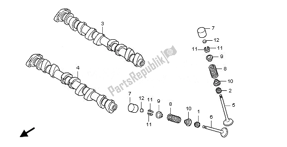 All parts for the Camshaft & Valve of the Honda CBF 1000 SA 2008