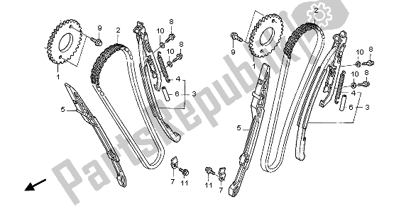 All parts for the Cam Chain & Tensioner of the Honda VTX 1300S 2007