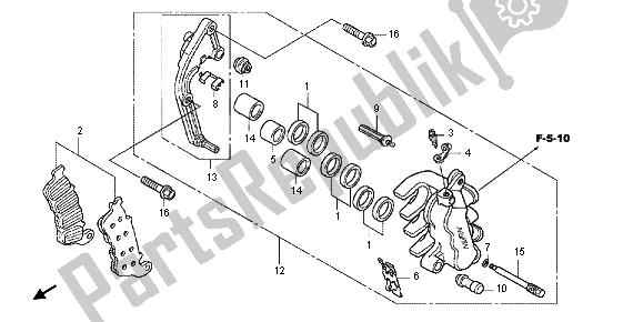 All parts for the L. Front Brake Caliper of the Honda CBF 1000 FT 2012