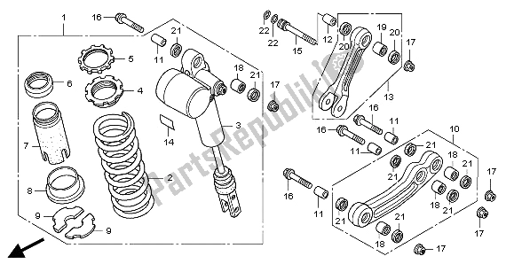 All parts for the Rear Cushion of the Honda TRX 450 ER Sportrax 2009