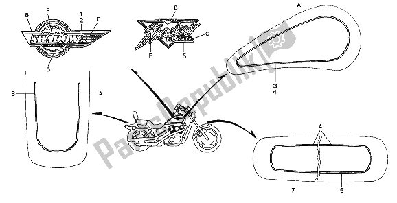 Tutte le parti per il Striscia E Segna del Honda VT 1100C 1994