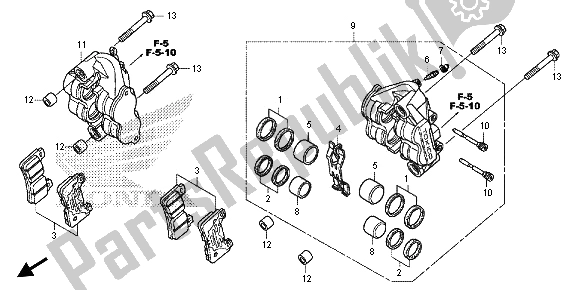Alle onderdelen voor de Remklauw Voor van de Honda CBR 600 RA 2013
