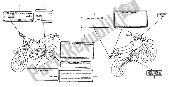 All parts for the Caution Label of the Honda XR 600R 1996