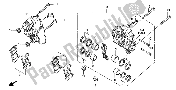 Alle onderdelen voor de Remklauw Voor van de Honda CBR 1000 RR 2009