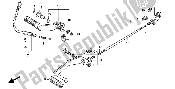 All parts for the Pedal of the Honda VTX 1800C1 2006