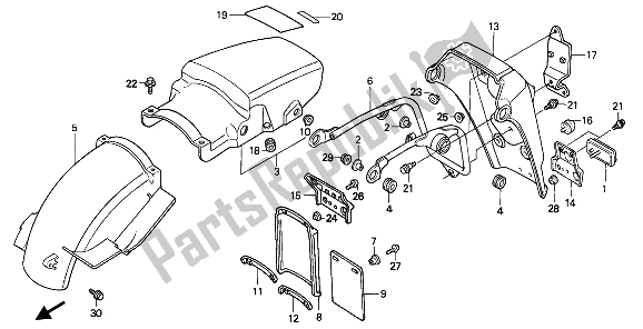 Tutte le parti per il Parafango Posteriore del Honda XL 600V Transalp 1991