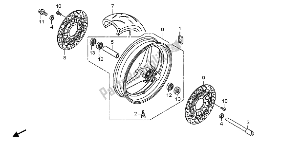 All parts for the Front Wheel of the Honda CBR 600 RR 2007