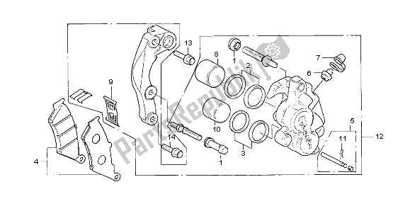 Alle onderdelen voor de Remklauw Voor van de Honda NX 650 1998